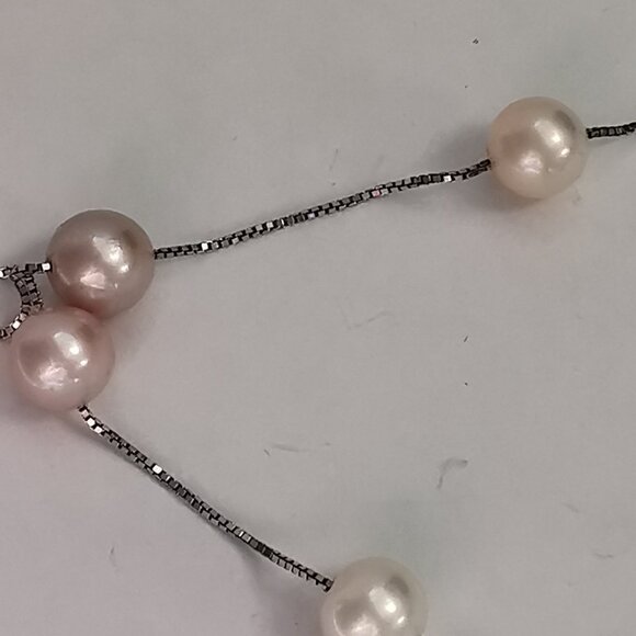 Sterling Silver and 7 Freshwater Floating Pearl Necklace - Picture 9 of 9